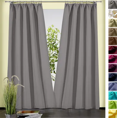 Produktbild von heimtexland ® Dekoschal Baumwolle Uni Gardine Kräuselband Schlaufen Vorhang Blickdicht Natur Typ625 Bandschal HxB 230x135 cm Grau