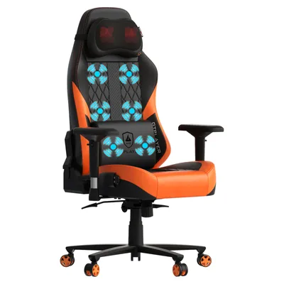 Produktbild von GTPLAYER Gaming Stuhl mit Massage, Gamer Stuhl mit Taschenfederkissen Fußstütze, Ergonomischer Gaming Sessel Bürostuhl 4D Armlehnen, PC-Stuhl orange