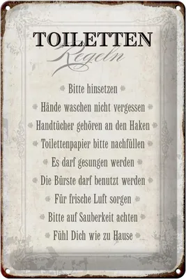 Produktbild von Blechschild Spruch 20x30cm Toiletten Regeln Haus Schild