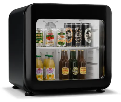 Produktbild von Klarstein Audrey Evo Getränkekühlschrank Mit Glastür - 45L Mini-Kühlschrank, Retro-Design, Doppelt Verglaste Tür, LED-Beleuchtung, 0-10 °C, , Schwarz