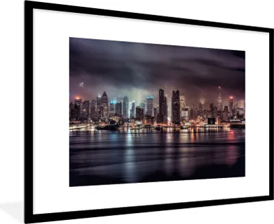Produktbild von MuchoWow® Gerahmtes Poster New York - Amerika - Skyline 90x60 cm - Poster mit Schwarzem Bilderrahmen Wandposter Rahmen Foto Bilder - Wanddekoration - Fotos
