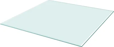A square glass tabletop on a white background.
