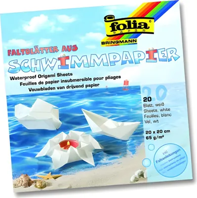 Produktbild von folia Faltblätter aus Schwimmpapier 200 x 200 mm 65 g/qm 20 Blatt weiß