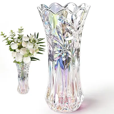Zdjęcie produktu dla Szklany wazon o wysokości 24 cm, idealny do eleganckiej dekoracji stołu
