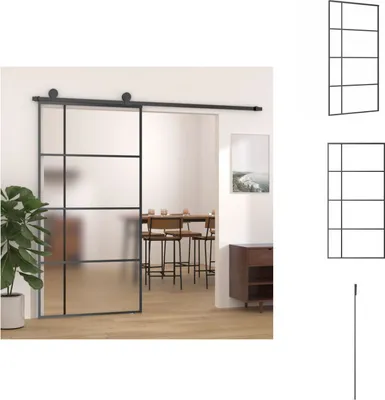 Produktbild von vidaXL Schiebetür ESG Glas und Aluminium mattiert 102,5x205 cm Schwarz - Haustüren