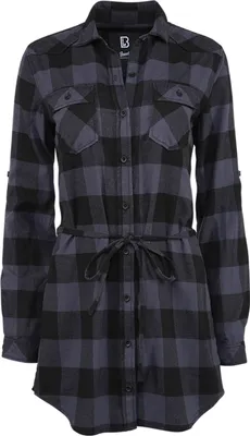 Produktbild von Brandit Langarmhemd Damen Ladies Longshirt Lucy schwarz/grau 5XL