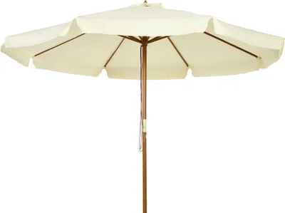 Image de Outsunny Parasol droit parasol de jardin rond grande taille de jardin ? 3 m bois de bambou beige