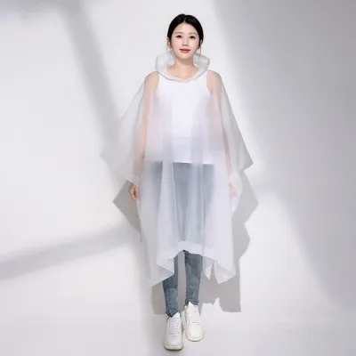 Produktbild von Regenponcho, Wiederverwendbar Transparent Regenmantel für Damen Herren, EVA Tragbarer Wasserdicht Regencape Regenbekleidung Regenjacke(Weiß)