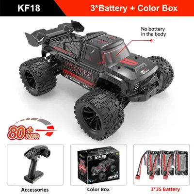 Obrázok produktu pre RC model auta – KF18 4WD, terénne vozidlo – diaľkové ovládanie – mierka 1:14 – 4 kanály – dosah ≥80 m – čierna farba, model 3B BX