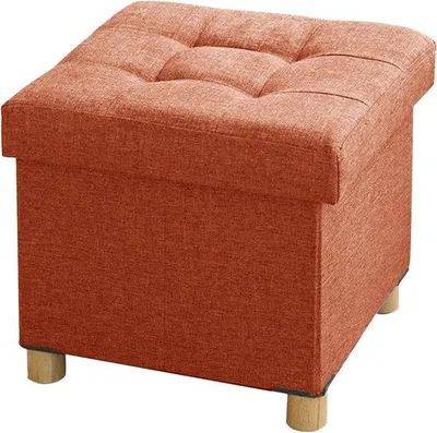 Immagine prodotto di Sgabello Zitkastkruk con vano portaoggetti e coperchio con gambe in legno, 38 x 38 x 38 cm, arancione