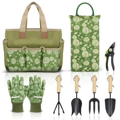 Produktbild von Gartenwerkzeugset robust - Gartenwerkzeuge - Kniepolster - Holzgriff