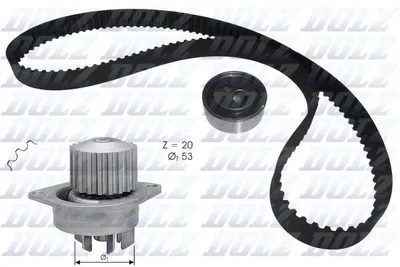 Produktbild von DOLZ KD120 Zahnriemensatz + Wasserpumpe passend für PEUGEOT 205 II (20A/C) 106 I (1A, 1C) 205 I Cabriolet (741B, 20D) 309 II (3C, 3A) für CITROËN
