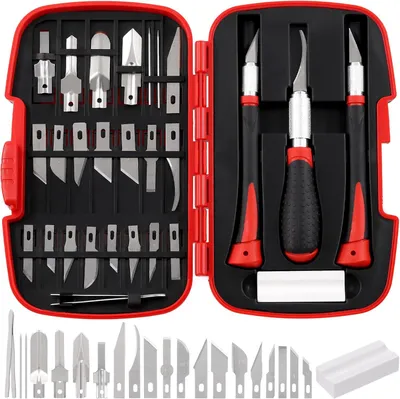 Image de Kit de bricolage comprenant 12 lames, des crochets, des ciseaux de menuisier en forme de U et de V, une poignée et des aiguilles, 1 ensemble, pour des projets créatifs