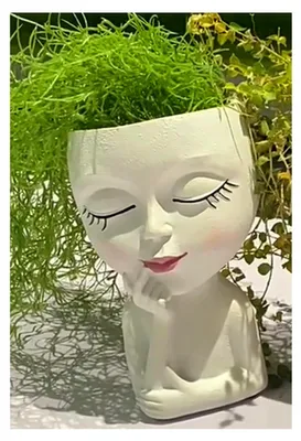 Produktbild von Süßer Blumentopf mit Kopf/Gesicht für Zimmerpflanzen - Mädchen- und Damenkopf Design