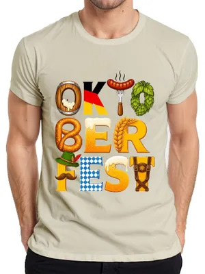 Produktbild von Wiesn Bayern Bier Brezel Lederhose Dirndl München Herren T-Shirt, Natur, 3XL