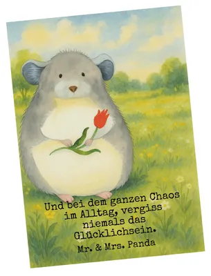 Produktbild von Mr. & Mrs. Panda Postkarte Chinchilla Blume Design - Weiß - Geschenk, Büro, Lustige Sprüche, Chinchillas, Fotokarte, Kummer, Postkarten, Ansichtskarten, Glücklichsein