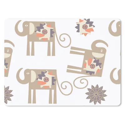 Produktbild von MuchoWow® Mauspad Mousepad Blumen - Elefant - Muster 23x19 cm - Mousepads - Maus Mat - Pad - Mausunterlage - Schreibtischunterlage - Mauspad