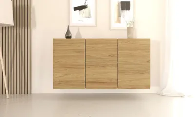 Imagen del producto de Armario de pared moderno de madera de haya, diseño minimalista, con 3 puertas