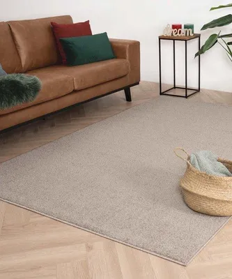 Immagine prodotto di Tappeto a pelo corto Unyqoos®, forma quadrata, 240 x 240 cm, color beige – 2000 g/m², base in feltro morbida, resistente allo sbiadimento e durevole