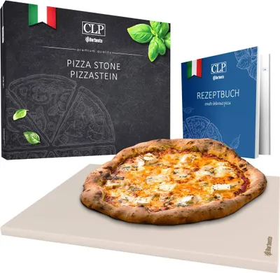Produktbild von CLP Pizzastein mit Rezept-Buch für Backofen & Grill 38x30 cm einzeln oder als Set,Pizzastein
