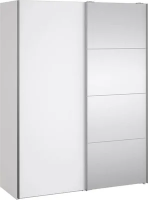 Produktbild von Kleiderschrank 2 Türen Seraphine, Schlafzimmermöbel, Schrank, Garderobe, 150x61 h200 cm, Glänzendes Weiß