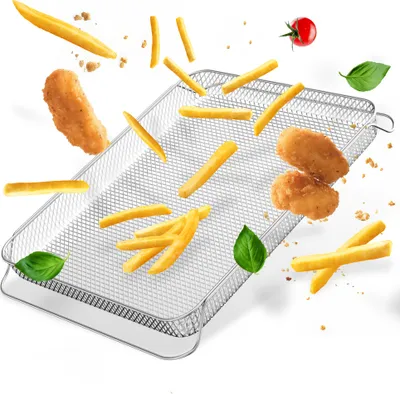 Produktbild von Original Frittierkorb Airfryer-Einsatz für Stillstern 45L Minibackofen (geeignet für: MB45-MX 2G 1176, MB45-LED 2G 1101 & MB45-KP 2G 1485), Airfryer-Backblech, Airfryer-Rost