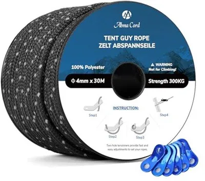 Produktbild von Famanu Zeltleine 30M mit Aluminium Spannern - Reflektierend und langlebig