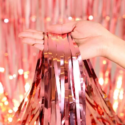 Produktbild von Dekorativer Vorhang - metallisiert - Party - HintergRund für Fotos - Vorhang - selbstklebend - Rosa - 200 cm