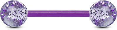 Produktbild von viva-adorno Barbell Piercing Stab Zungenpiercing Kunststoff Glitter Glitzer Kugeln Kunststoff verschiedene Farben Z314,Lila