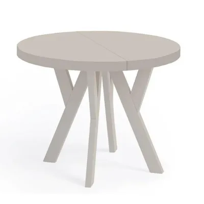 Produktbild von Runder Ausziehbarer Tisch für Esszimmer, PERO, Loft-Stil, Skandinavische, Durchmesser: 90 / 140 cm, Farbe: Kaschmir