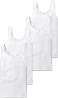 Produktbild von SCHIESSER Damen Unterhemden, 4er Pack - "Baumwolle Essentials", Trägertop, Baumwolle Weiß M