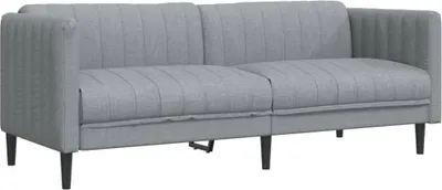 Image de vidaXL Canapé 3 places gris clair tissu
