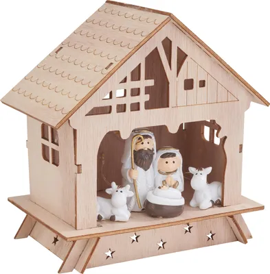 Produktbild von VBS Holz-Steckmotiv "Krippe mit Figuren", 16-tlg.