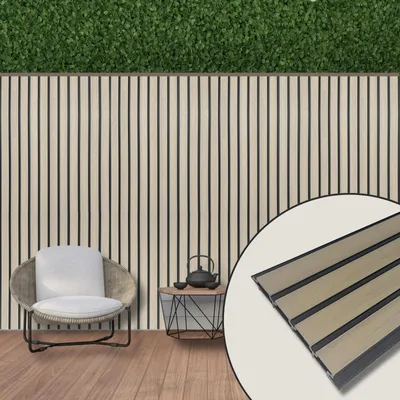 Produktbild von WPC Fassadenverkleidung Komplettbausatz Rhombus Wandverkleidung sandbeige