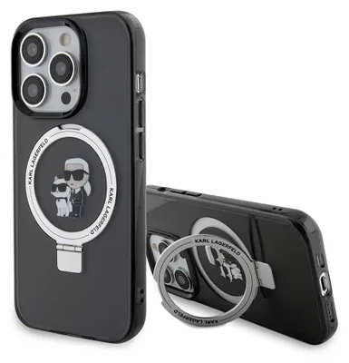 Produktbild von Karl Lagerfeld Ring Stand Karl&Choupette MagSafe Hülle für iPhone 14 Pro  Schwarz Handyhülle