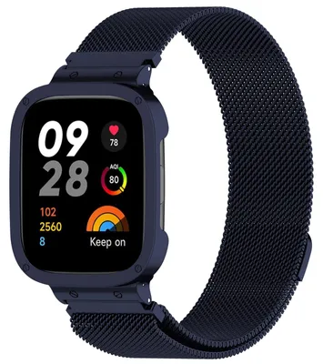 Produktbild von By Qubix Milanaise-Armband mit case - Dunkelblau - passend für Xiaomi Redmi Watch 3