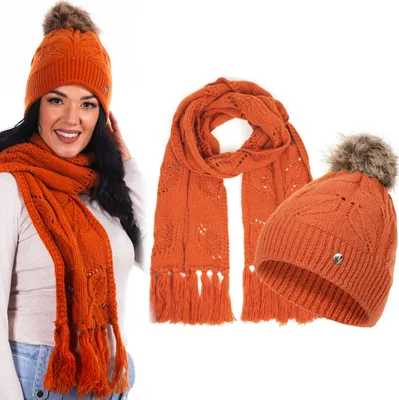 Immagine prodotto di Set Donna Invernale Heyo Cappello e Sciarpa Morbidi e Caldi Arancione Taglia Unica
