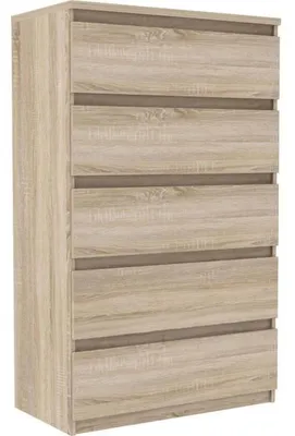 Produktbild von FORTE Chelsea Hohe Kommode 77 mit 5 Schubladen, Sonoma Eiche Nachbildung, 77,2 cm brei
