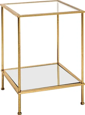Produktbild von HAKU Beistelltisch gold - Metall, Sicherheitsglas 5 mm, Spiegel, B/H/T: 39x55x39 cm