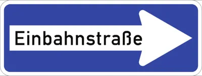 Produktbild von Verkehrsschild VZ220-20, Einbahnstraße rechtsweisend, Alu, RA1, 800x300 mm