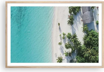 Produktbild von Gerahmtes Poster - Rahmen in heller Eiche - Luftaufnahmen himmlisch Strand - 91,5x61 cm - Wand Bild - Wanddeko - Wandbilder - Kunstposter - Wandposter - Bilderrahmen - Bilder - P2NAA91x61-4532