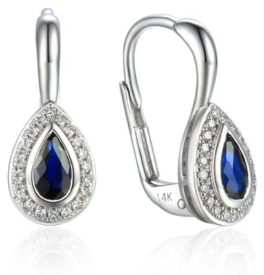 Produktbild von 585er Weissgold Ohrhänger mit Saphir 0,45ct. und Diamanten 0,10ct.