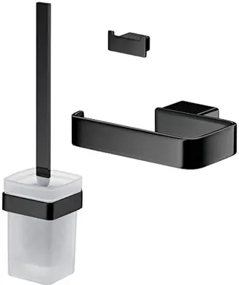 Productafbeelding van Toiletaccessoireset 3-in-1 voor de badkamer - zwart