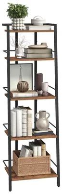 Image de Étagère d'angle, 5 niveaux, style vintage, marron/noir, 40 x 30 x 130 cm