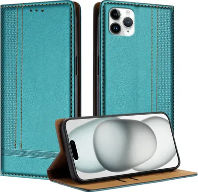 Obrázek produktu pro Pouzdro pro iPhone 11 Pro Max kožené flipové pouzdro s funkcí stojánku zelené