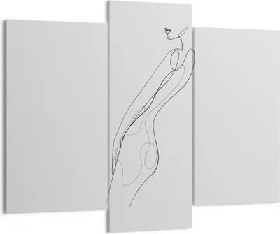 Produktbild von Bild auf Leinwand - Leinwandbild - 3 Teile - Kontur Frau Minimalismus - 130x100cm - Wand Bild - Wanddeko - Wandbilder - Leinwanddruck - Bilder - Wanddekoration - Leinwand bilder - CB130x100-4242