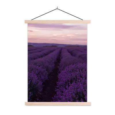 Produktbild von MuchoWow® Textilposter Lavendel - Lila - Blumen - Natur 120x160 cm mit holzfarbenen Rahmen - Plakatkarton