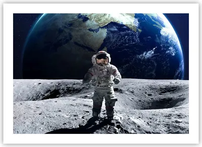 Produktbild von Poster - Poster ohne Rahmen - Astronaut Mond Erde Raum - 70x50 cm - Wand Bild - Wanddeko - Wandbilder - Kunstposter - Wandposter - Bilder - Kunstdruck - Wanddekoration - Wandbild - P2XAA70x50-2864
