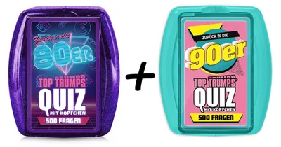 Produktbild von BUNDLE - Top Trumps Quiz - 90er + 80er Ratespiel Wissensspiel Fragespiel Gesellschaftsspiel