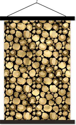Produktbild von MuchoWow® Textilposter Muster - Pantherdruck - Gold 120x180 cm mit schwarzem Rahmen - Fotos
